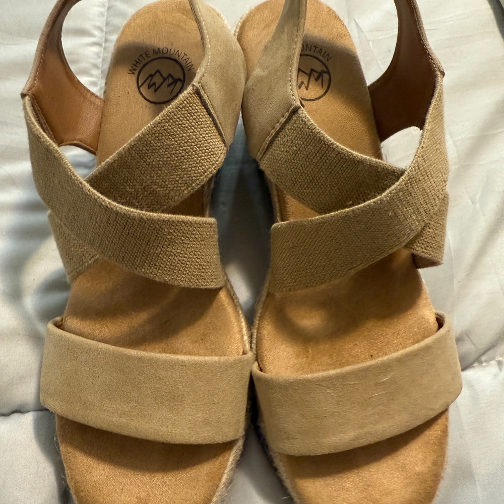 White Mountain Beige Crisscross Sandals